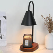 110V/230V Electric Candle Warmer Wax Melting Light Creative Aromatherapy Table Wooden Base Bedside Decor with adjustable lamp.