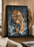 Shadowstride Tiger finished diamond artwork shown in a styled frame mockup; artwork is sold unframed.