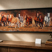 Wild Run Diamond Painting featuring a grayscale herd of horses in motion