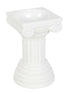 White column-shaped warmer with fluted shaft, Ionic-style scroll capital and square shallow dish, studio-lit on white background