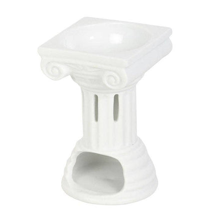 Greek column oil burner designed to resemble a classic Greek column, perfect for creating a serene atmosphere.
