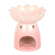Pink water lily oil burner ceramic piece designed for fragrant oils and wax melts, adding elegance to home décor.