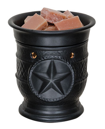Star wax melter large pack of 2 featuring a black ceramic warmer with wax cubes.