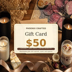 Phoenix Crafted Gift Cards $50 for luxurious candles, wax melts, and handcrafted art.