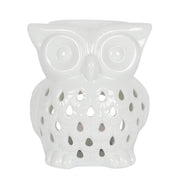 Charming white owl oil burner with a deep bowl, ideal for creating a fragrant ambiance in your home.